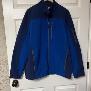 Xersion Mens L Blue Windproof Water Resistant Full Zip Jacket Outdoor Activewear